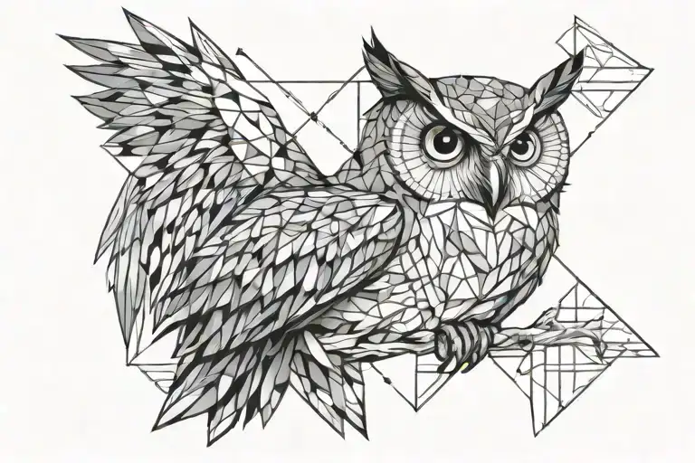 Owl perched tattoo design idea