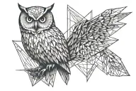 Owl perched tattoo design idea