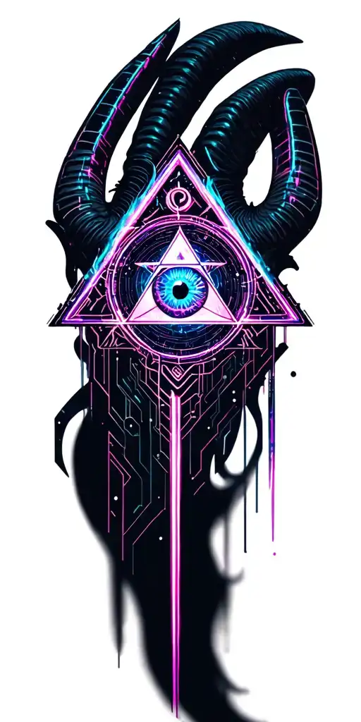 Occult symbols, the Eye of Providence, inverted pentagram, Baphomet tattoo design idea
