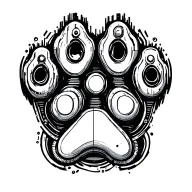 bio mechanical dog paw prints tattoo design idea