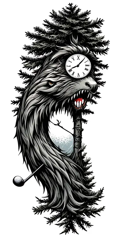 pine forest and golf and time and father and mother and daughter and son and daughter and uconn and red sox tattoo design idea