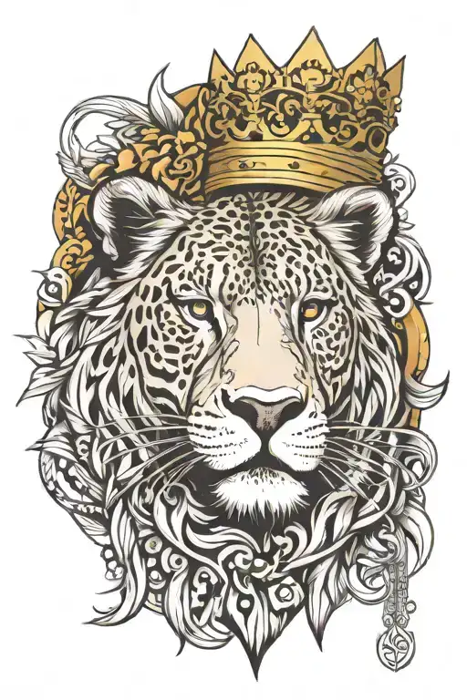 Samoan Tribal tatoo with lioness wearing a crown tattoo design idea