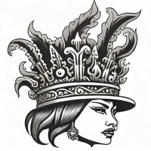Italian Mayan princess crown tattoo design idea