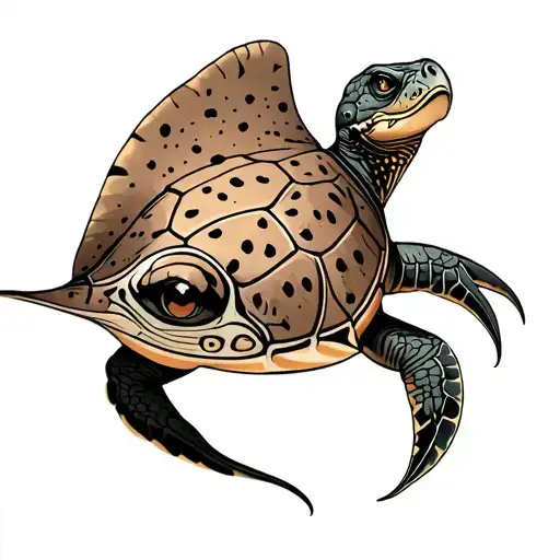 spotted eagle ray turtle dinosaur tattoo design idea