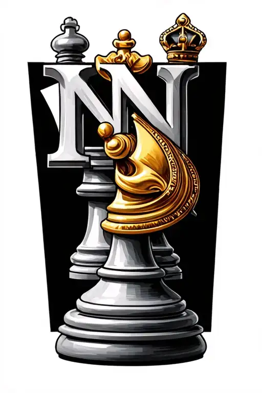 Queen Chess Piece with N letter together tattoo design idea