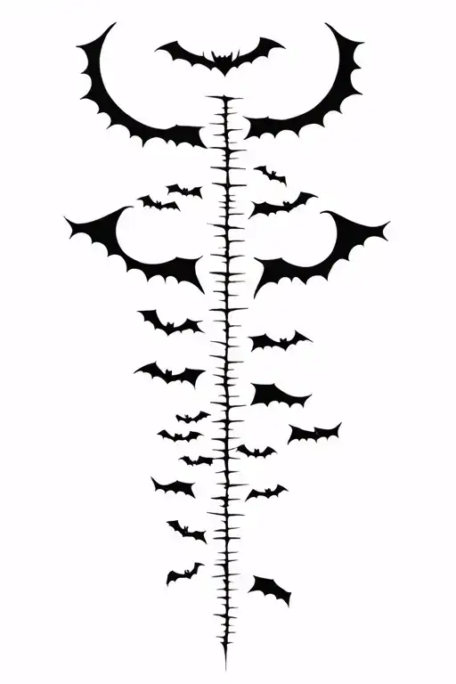 bats and moon phases spine tattoo tattoo design idea