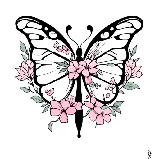 Butterfly, medusa, semicolon, flowers, neda tattoo design idea
