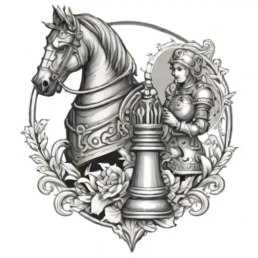 female knight chess piece tattoo tattoo design idea