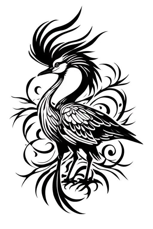 crane bird tattoo design idea