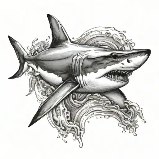 shark swimming tattoo design idea