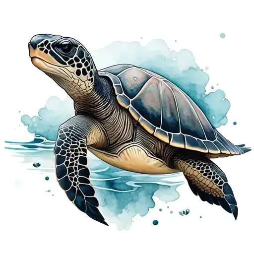 watercolor sea turtle tattoo design idea