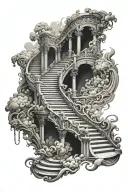 marble stairs heaven and hell tattoo design idea