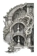 marble stairs heaven and hell tattoo design idea