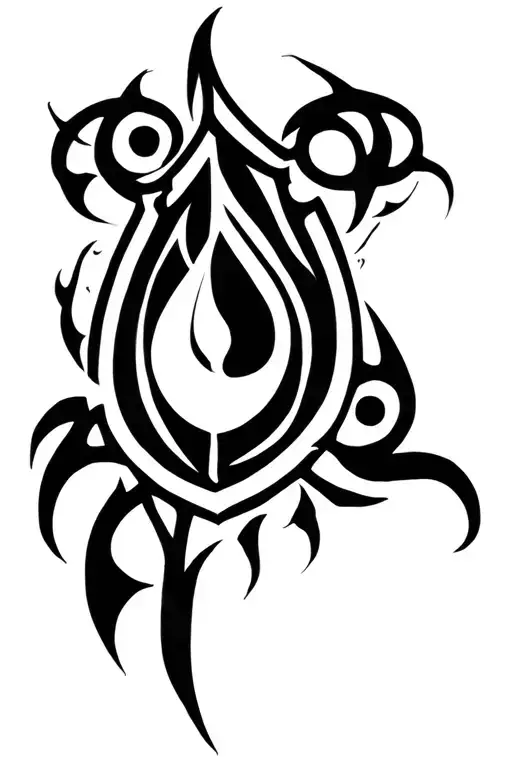 teardrop shield, necronomicon, symbol of goddess Hecate tattoo design idea