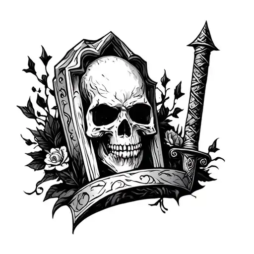 headstone dagger tattoo design idea