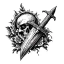 headstone dagger tattoo design idea