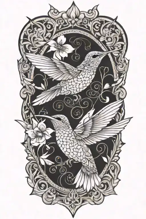 mandala design incorporating hummingbird hovering tattoo design idea