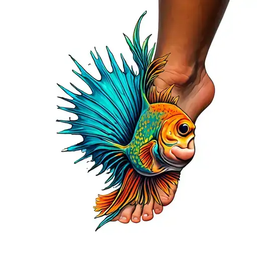 from each side of my ankle a fish fin is sprouting. Outlining these fins are bigger spiky, overlapping at the calf. tattoo design idea