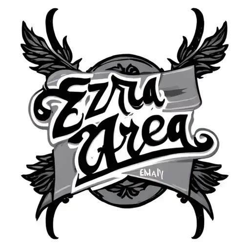 Ezra and Area name tattoo on chest for dad tattoo design idea