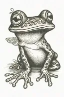 vintage Frog with kiss mark on its nose tattoo design idea