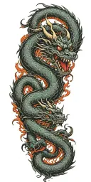 Chinese dragon tattoo combining elements of strength wisdom intelligence with natural forest symbols tattoo design idea