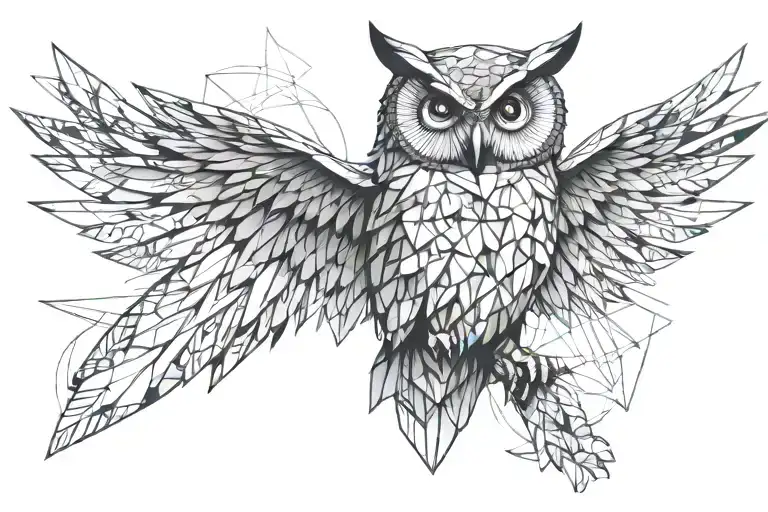 owl with wings spread tattoo design idea