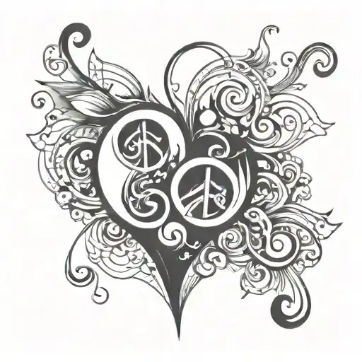 abstract love, sex, music, peace tattoo design idea
