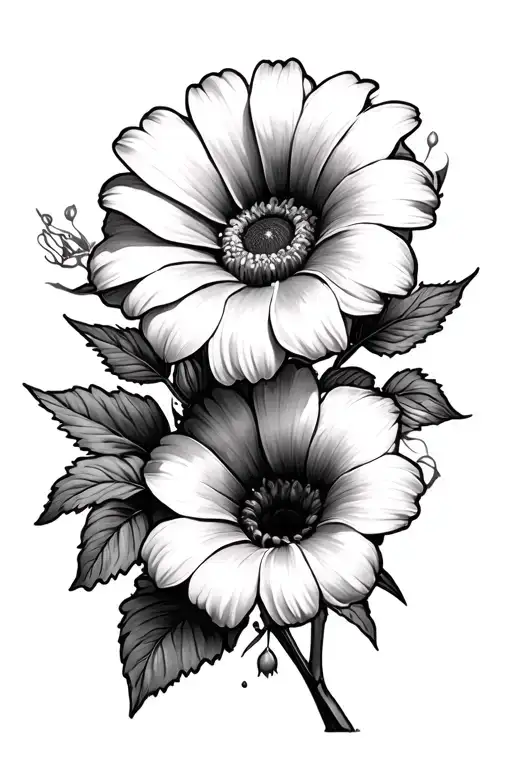 Daisy And Morning Glory tattoo design idea