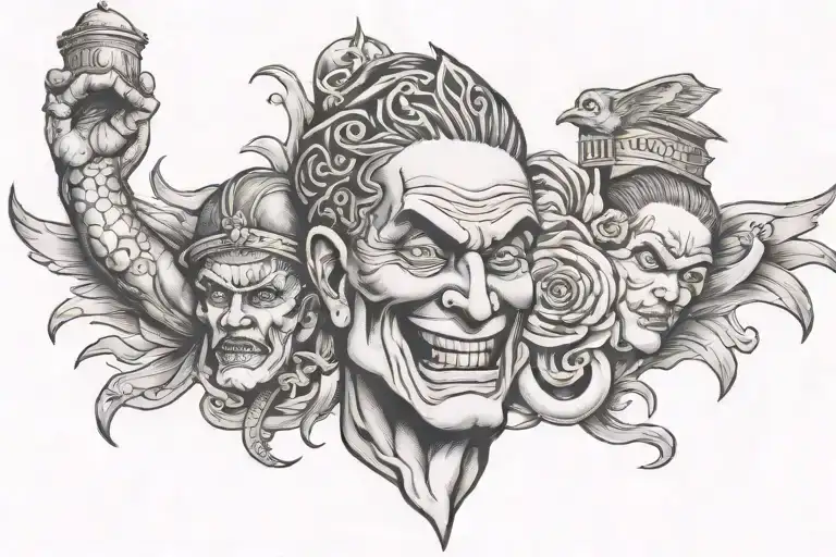 greed money power tattoo design idea