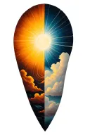 One half is a sun with rays only and The other half is clouds only tattoo design idea