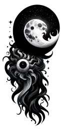 sun and moon tattoo design idea