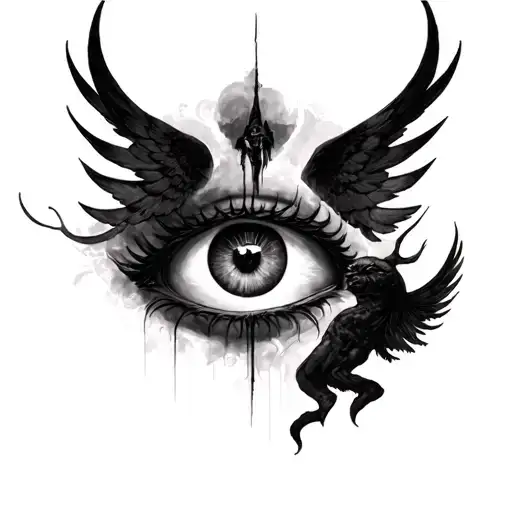 The eye of Satan the creation of Miguel Ángel and an Angel Callendo del Cielo tattoo design idea
