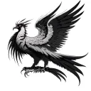 Osiris and a phoenix with deployed wings tattoo design idea