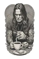ozzy osbourne making coffee tattoo design idea