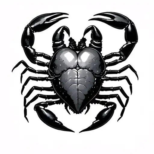 Mirrored scorpions, no heart. Grunge, gothic, chaotic lines — black metal vibe. Lower stomach/hip area. tattoo design idea