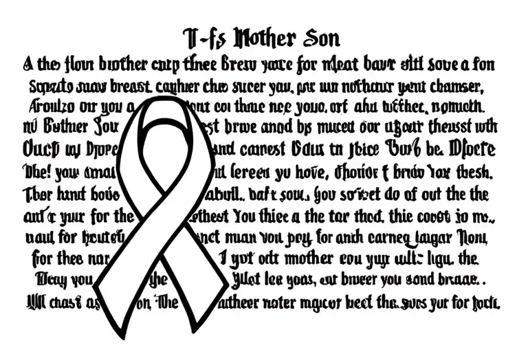 biblical with breast cancer ribbon for mother and son tattoo design idea