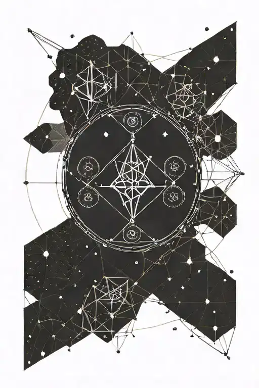 aquarius and capricorn constellation intertwined tattoo design idea