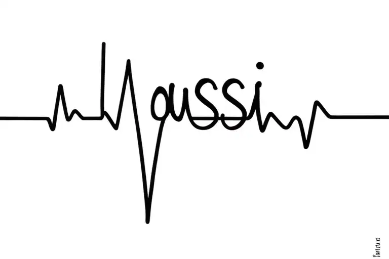 "Youssi 20.09.65 - 14.02.25" "Youssi" heartbeat line with name incorporated tattoo design idea