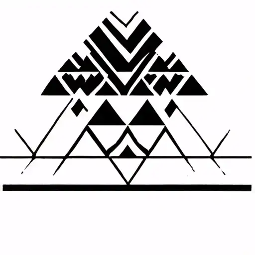 3 vertically stacked triangles with bold line below tattoo design idea