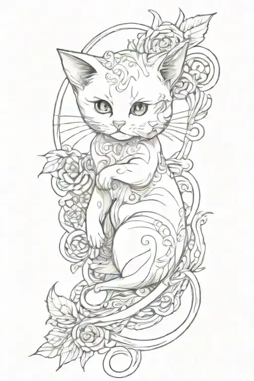Mew using traditional style tattoo design idea