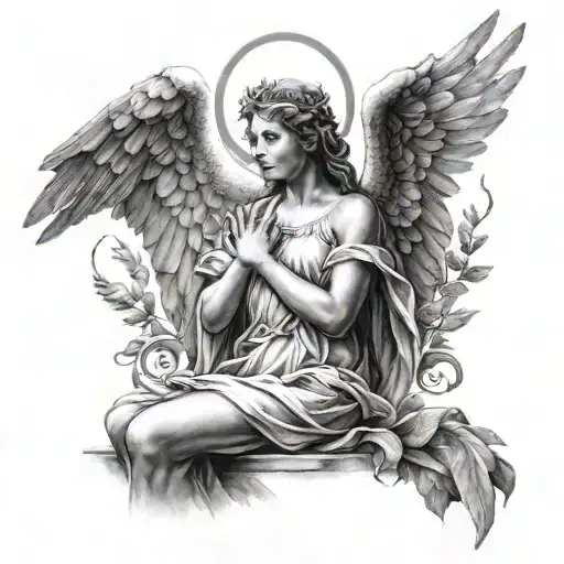Realistic Seraphim realistic angel tattoo design idea