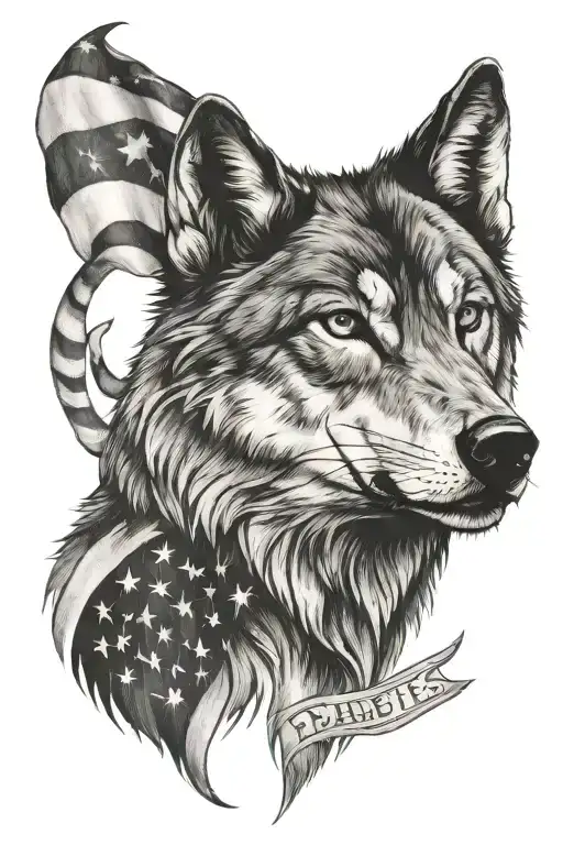 wolf American flag and type 1 diabetes tattoo design idea