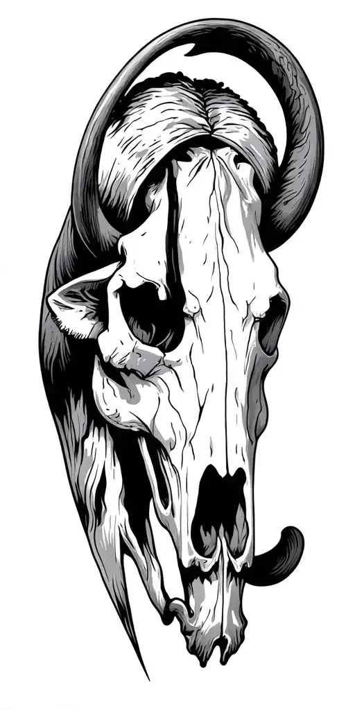 western cow skull desert landscape tattoo design idea