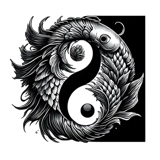Pisces signes Fish yin yang symbol formed tattoo design idea