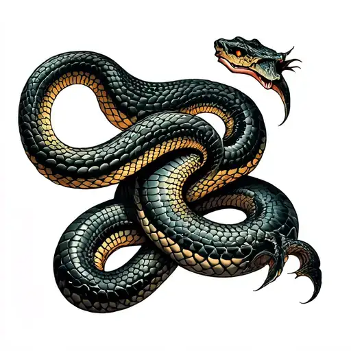 Snake with Leviathan symbol tattoo design idea