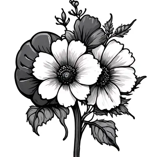 Flowers on a kidney  tattoo design idea