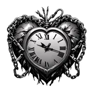 Heart clock chains tattoo design idea