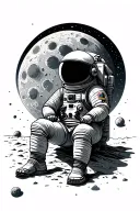 The astronaut that is sitting on the moon tattoo design idea