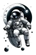 The astronaut that is sitting on the moon tattoo design idea