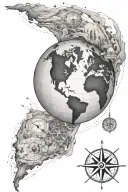 Globe idea, showing Philippines with maybe compass and beach tattoo design idea